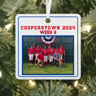 Ornement En Métal Cooperstown NY Baseball Custom Year Week Fun Faits