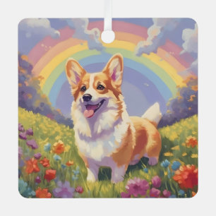 Ornement En Métal Corgi Memorial Custom Chien Nom Cute Rainbow Bridg
