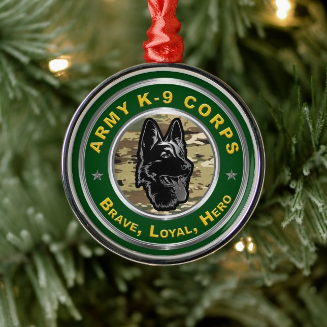 Ornement En Métal Corps K-9 de l'Armée (Arbre)