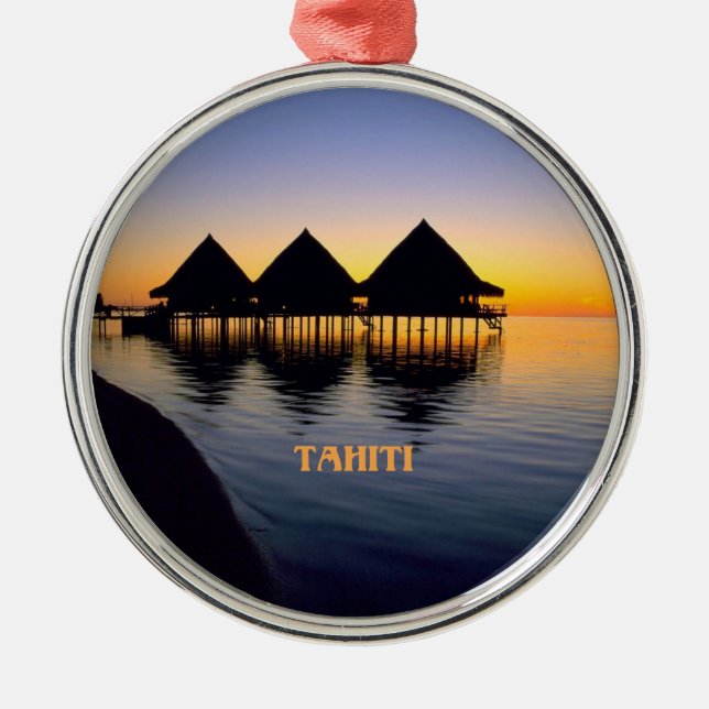 Ornement En Métal Coucher de soleil à Tahiti (Devant)