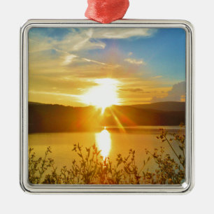 Ornement En Métal Coucher de soleil sur le lac Arrowhead