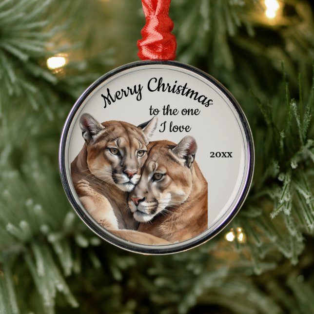 Ornement En Métal Cougar de Noël sur mesure One I Love (Arbre)