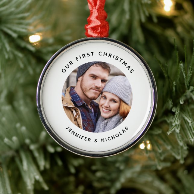 Ornement En Métal Couple Notre Première Photo De Noël (Arbre)