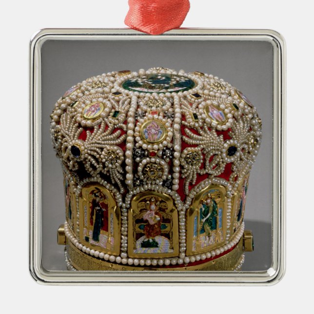 Ornement En Métal Couronne de mitre réglée avec des perles et de (Devant)