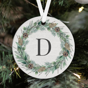 Ornement En Métal Couronne de verdure rustique lettre de monogramme 