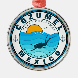 Ornement En Métal Cozumel Mexique Plongée Voyage Vacances Souvenir