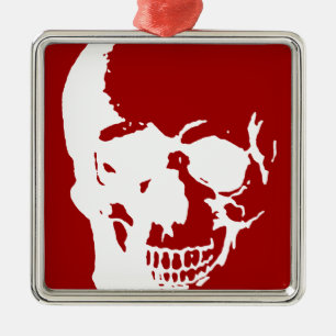 Ornement En Métal Crâne - Rouge & Blanc métal Imaginaire Art