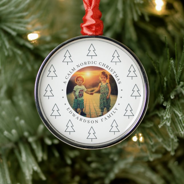 Ornement En Métal Create your own nordic family photo christmas (Arbre)