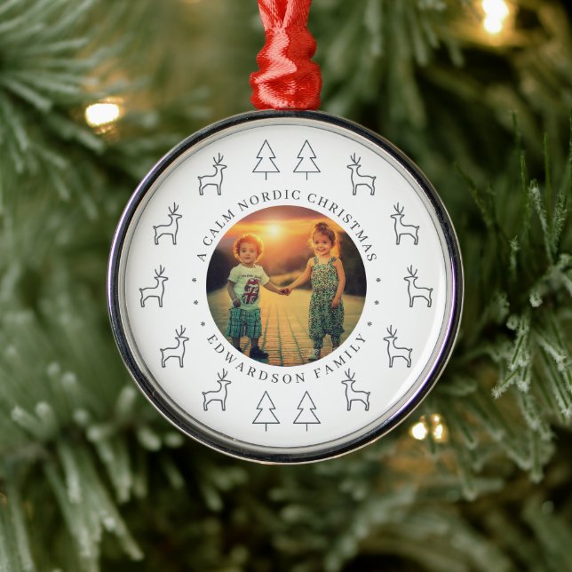 Ornement En Métal Create your own nordic family photo christmas (Arbre)