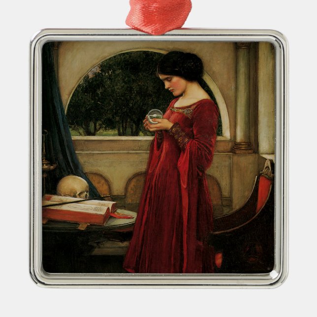 Ornement En Métal Crystal Ball Woman Waterhouse Peinture (Devant)
