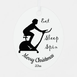 Ornement En Métal Custom Dated Christmas Spinning class, cycle