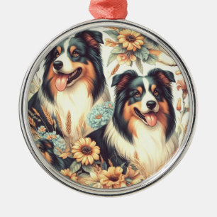 Ornement En Métal Cute Australian Shepherd peinture Vintage
