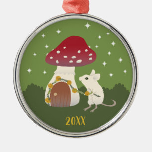 Ornement En Métal Cute Cottagecore Souris Rouge Champagne Maison ver