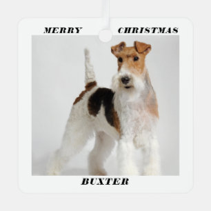 Ornement En Métal Cute fil Fox Terrier Chien Photo Joyeux Noël
