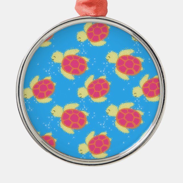 Ornement En Métal Cute Motif de tortue de mer (Devant)