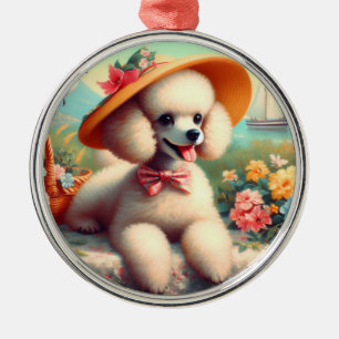 Ornement En Métal Cute Poodle peinture Vintage