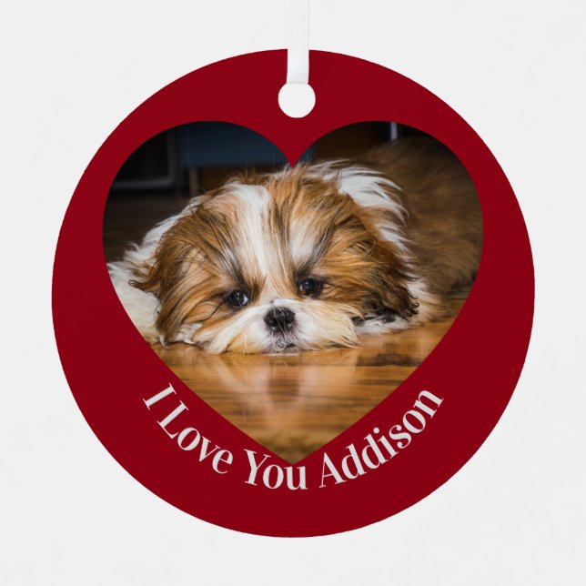 Ornement En Métal Cute shih tzu love Saint Valentin (Recto)