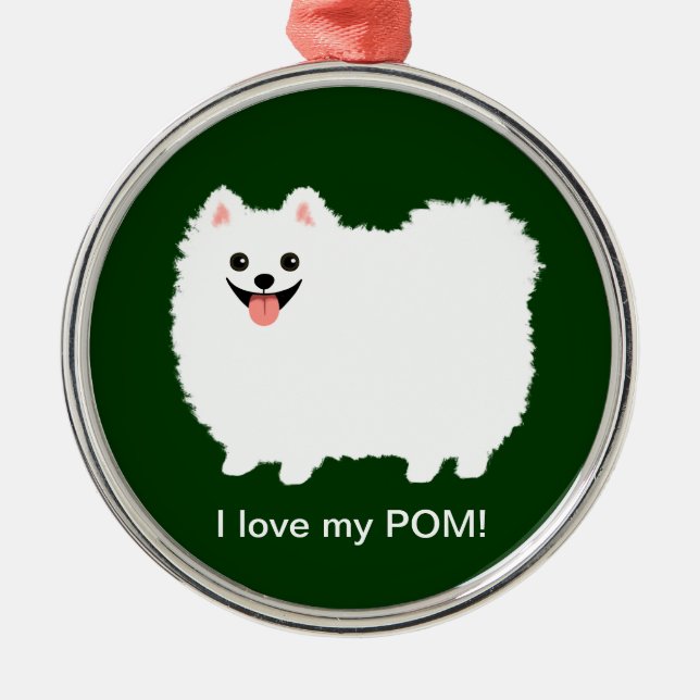 Ornement En Métal Cute White Pomeranian | Fluffy Pommy Custom (Devant)