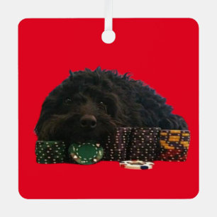 Ornement en métal de chien de poker