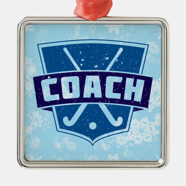 Ornement En Métal Décor de Noël de l'entraîneur de hockey sur gazon (Devant)