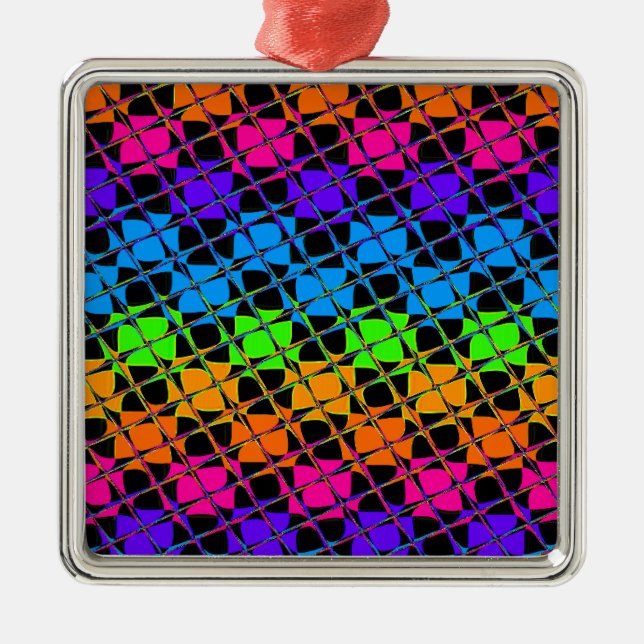 Ornement En Métal Dernier Edgy Colorful À damiers Rainbow Motif (Devant)