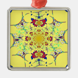 Ornement En Métal Design en damas floral brillant et coloré