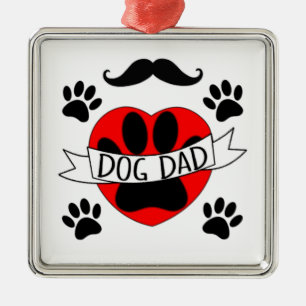 Ornement En Métal Dessin De Chien Papa Paw Et Red Heart