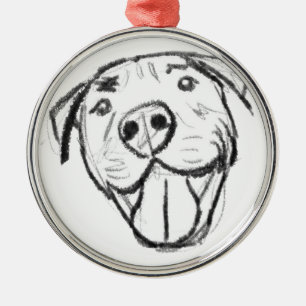 Ornement En Métal dessin de pitbull simple amoureux des chiens noir 