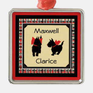 Ornement En Métal Deux Scottie Dog, Scottish Terrier Personnalisent