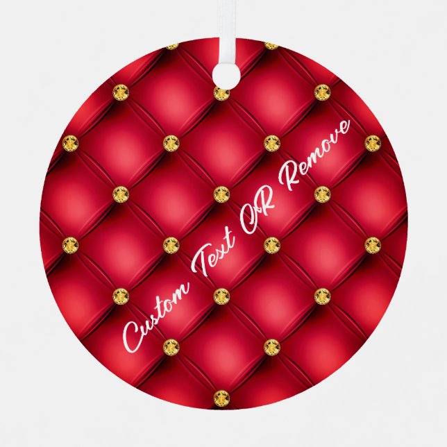 Ornement En Métal Diamants d'or Cuir Tufté Votre Nom De Texte Rouge (Recto)