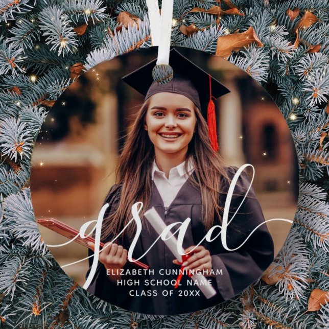 Ornement En Métal Diplômé Simple Script Moderne Photo Classique (Créateur téléchargé)