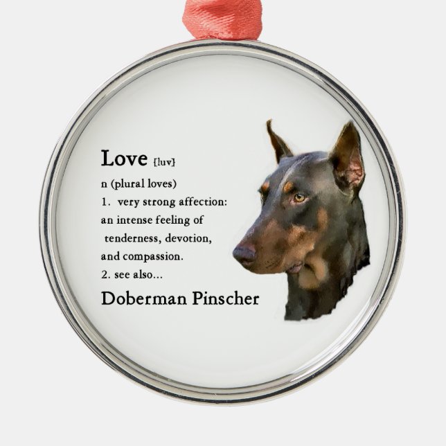 Ornement En Métal Doberman Pinscher Art Love Is... (Devant)