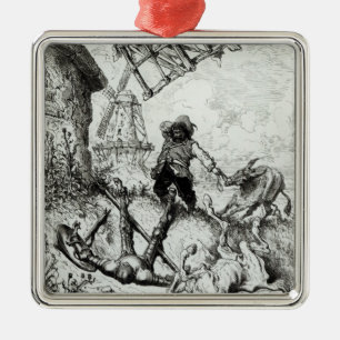 Ornement En Métal Don don Quichotte et les moulins à vent