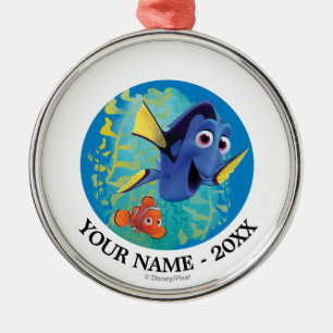 Ornement En Métal Dory et Nemo  Nager avec des amis Ajouter votre no