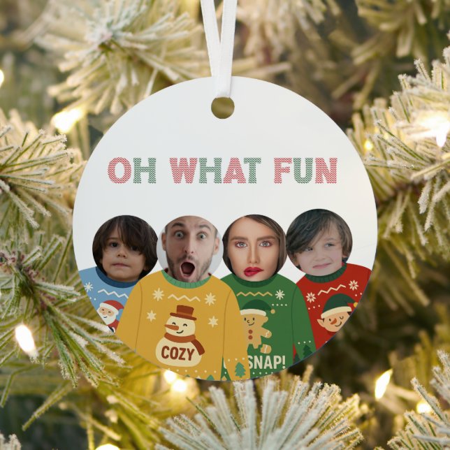 Ornement En Métal Douleur de Noël moche Visage drôle Personnalisé (Insitu)