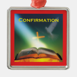 Ornement En Métal Dove de confirmation, Bible, Croix