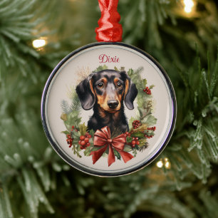 Ornement En Métal Doxie Dachshund Christmas Pet Memorial Chien race