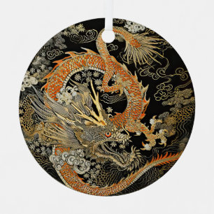 Ornement En Métal Dragon et nuages asiatiques