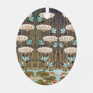 Ornement En Métal Dragonflies Water Lilies Marais Art Nouveau