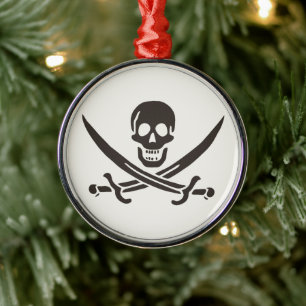 Ornement En Métal Drapeau de crâne obsidien Drapeau de pirate Calico
