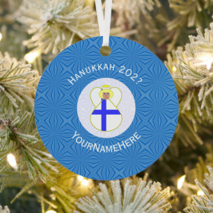 Ornement En Métal Drapeau de Hanukkah d'ange finlandais personnalisé