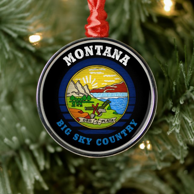 ORNEMENT EN MÉTAL DRAPEAU DE L'ÉTAT DU GRAND CIEL DE MONTANA (Arbre)