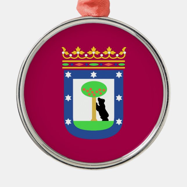 Ornement En Métal Drapeau de Madrid Espagne (ville) (Devant)