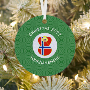 Ornement En Métal Drapeau de Noël ange norvégien personnalisé