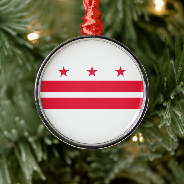 Ornement En Métal Drapeau de Washington D.C. (District de Columbia) (Arbre)