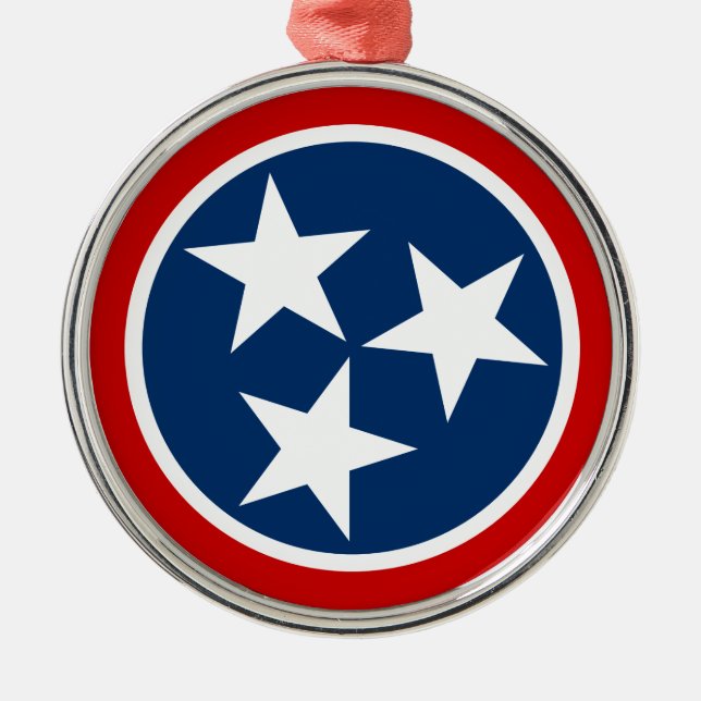 Ornement En Métal Drapeau d'état du Tennessee Bleu Blancs étoiles (Devant)