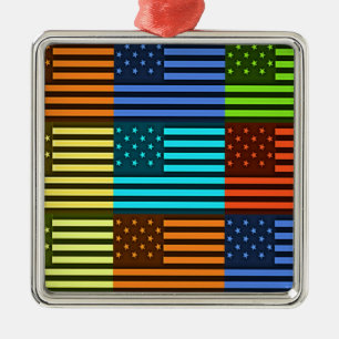 Ornement En Métal Drapeau drôle USA