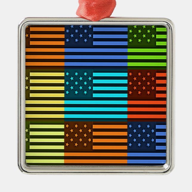 Ornement En Métal Drapeau drôle USA (Devant)