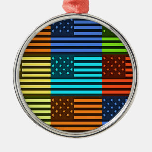 Ornement En Métal Drapeau drôle USA
