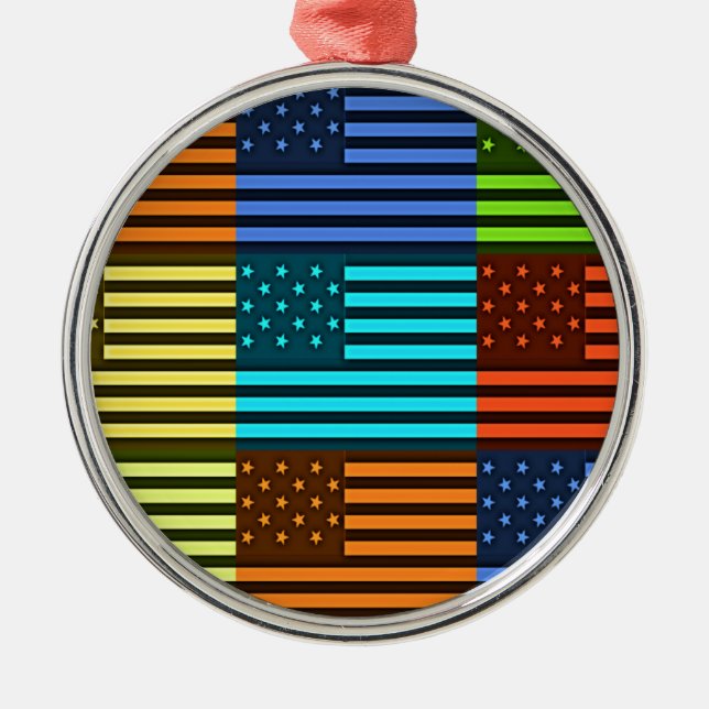 Ornement En Métal Drapeau drôle USA (Devant)